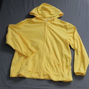 Talbots Yellow Fleece 3/4 Sleeve Hoodie Jacket Women's Medium